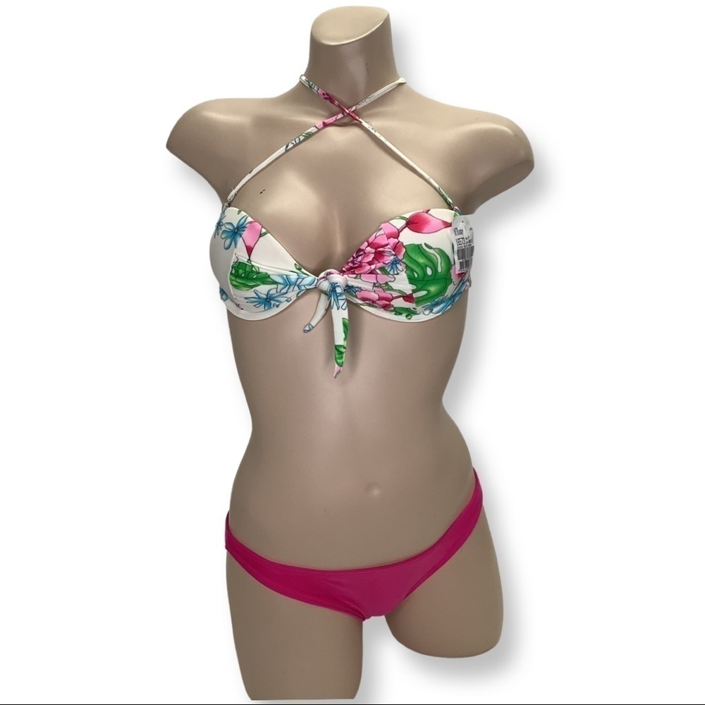 Recco Size Small Brazilian Floral and Pink Underwire Bikini Set. New With Tags.